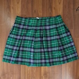 Spencer's Green and Blue Plaid A-Line Skirt